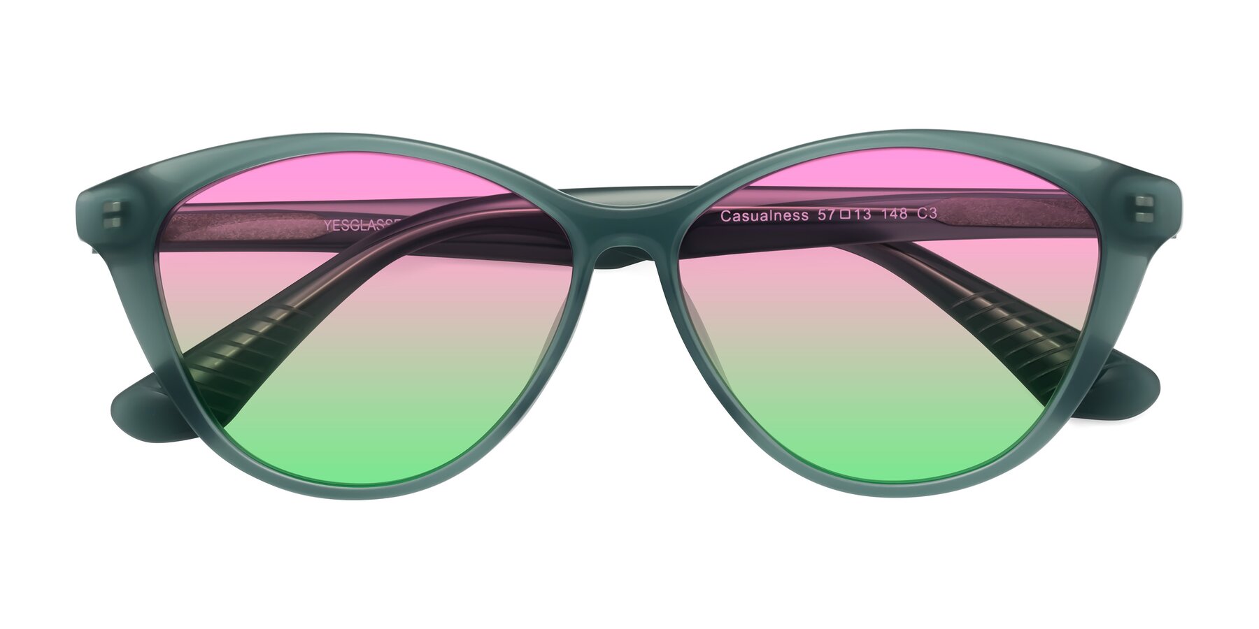 Folded Front of Casualness in Teal with Pink / Green Gradient Lenses