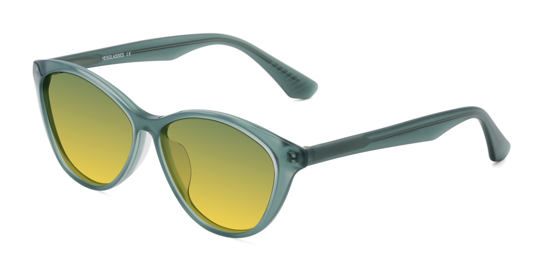 Angle of Casualness in Teal with Green / Yellow Gradient Lenses