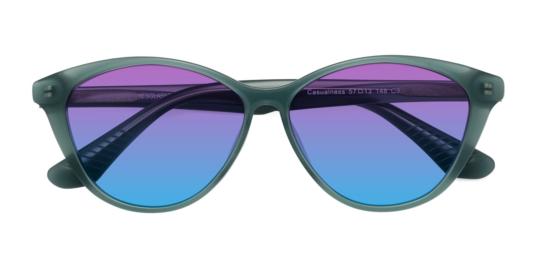 Folded Front of Casualness in Teal with Purple / Blue Gradient Lenses