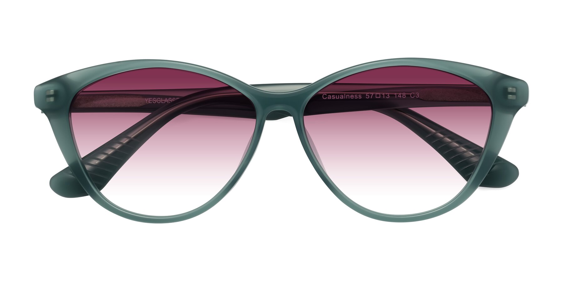 Folded Front of Casualness in Teal with Wine Gradient Lenses