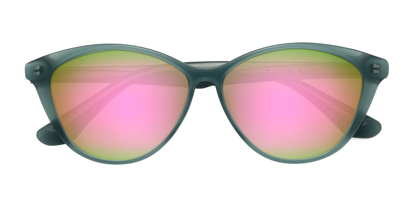 Casualness - Teal Flash Mirrored Sunglasses