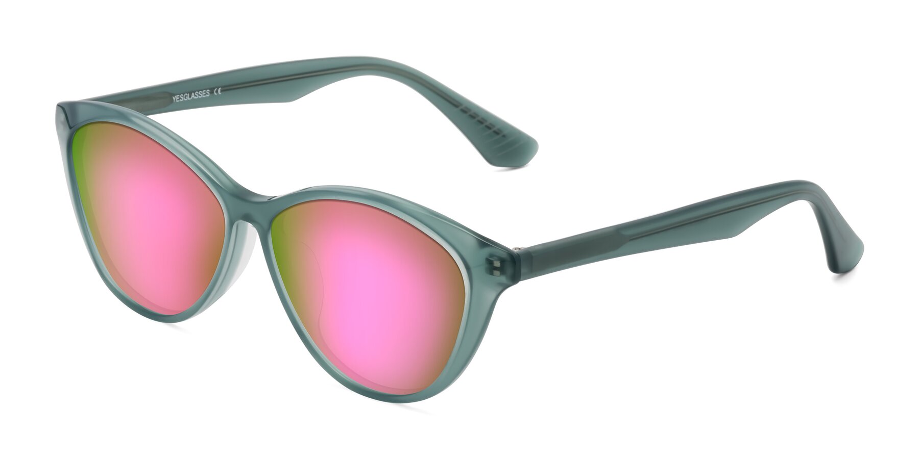 Angle of Casualness in Teal with Pink Mirrored Lenses