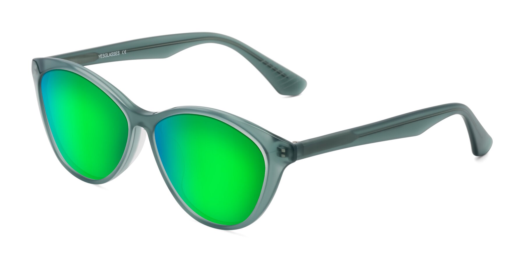 Angle of Casualness in Teal with Green Mirrored Lenses