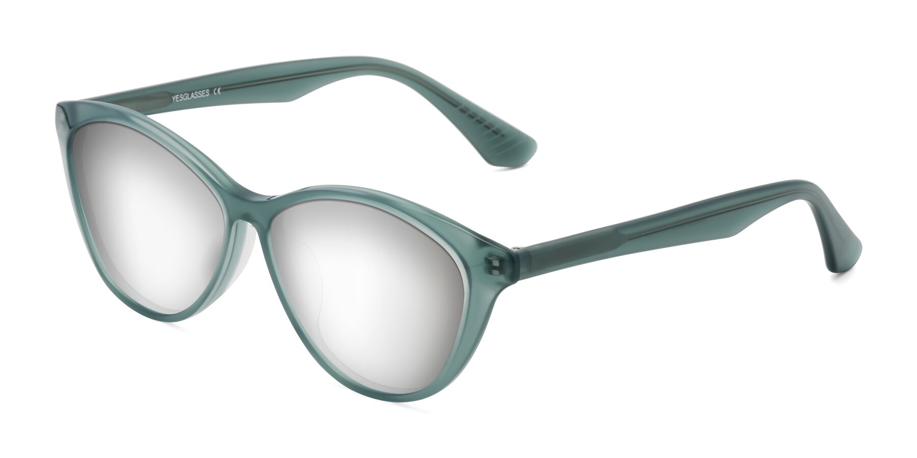 Angle of Casualness in Teal with Silver Mirrored Lenses