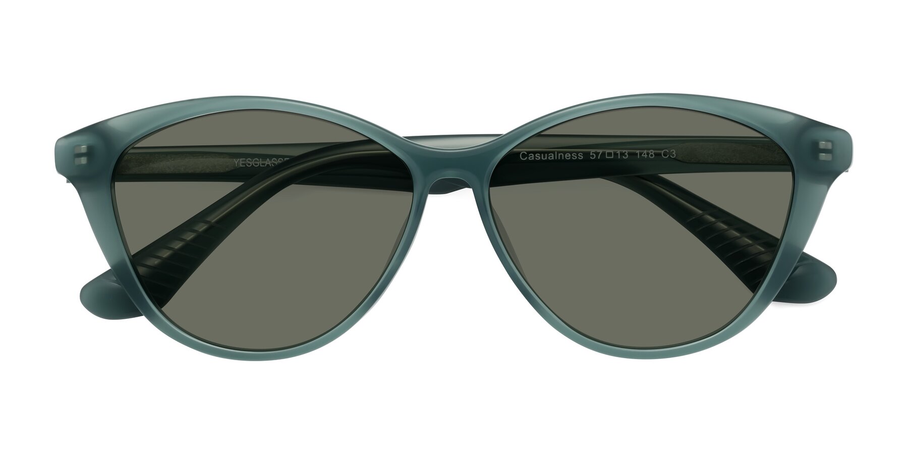 Folded Front of Casualness in Teal with Gray Polarized Lenses