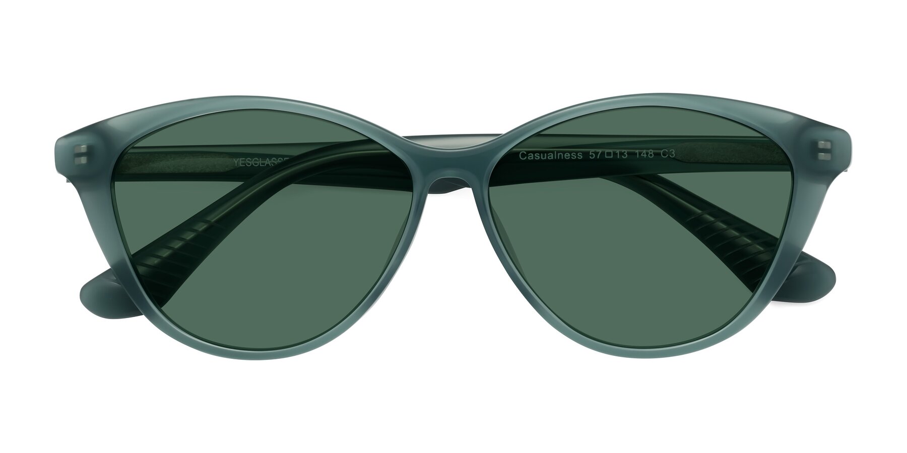 Folded Front of Casualness in Teal with Green Polarized Lenses