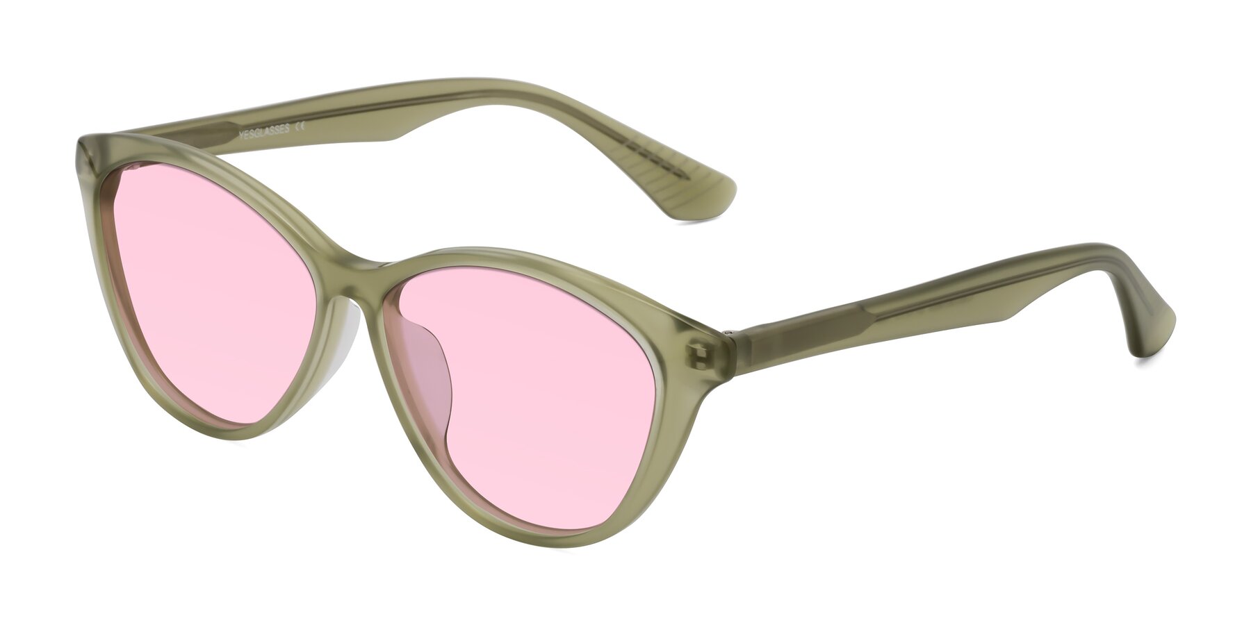 Angle of Casualness in Olive with Light Pink Tinted Lenses