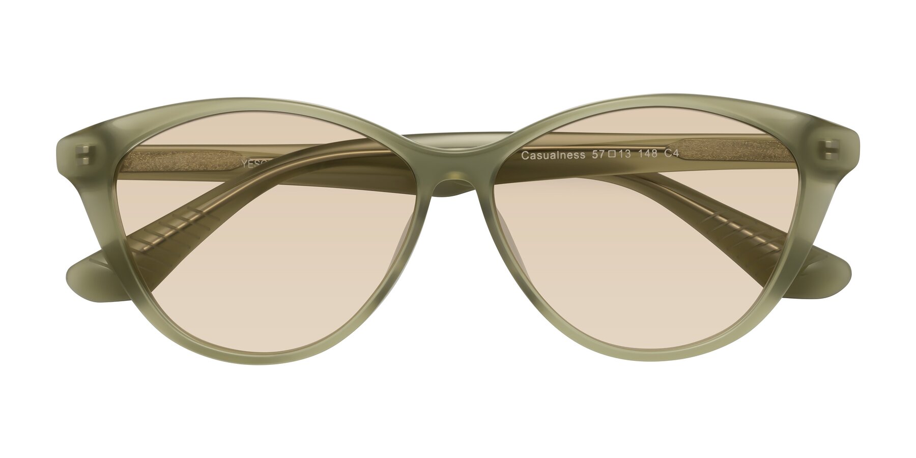 Folded Front of Casualness in Olive with Light Brown Tinted Lenses