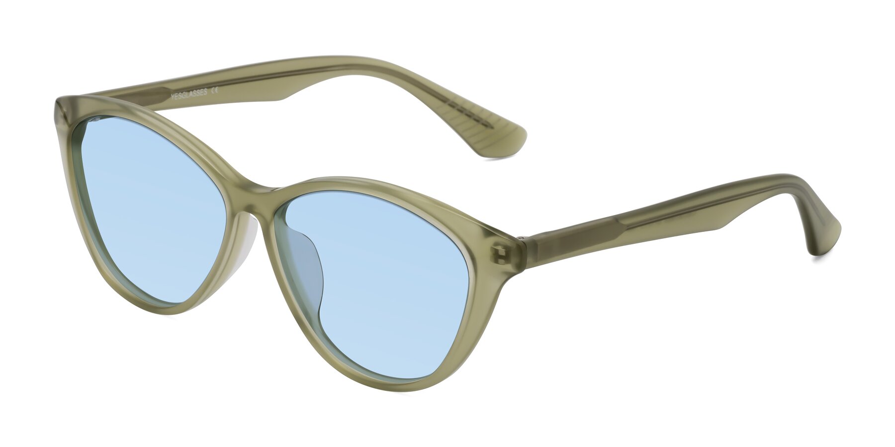 Angle of Casualness in Olive with Light Blue Tinted Lenses