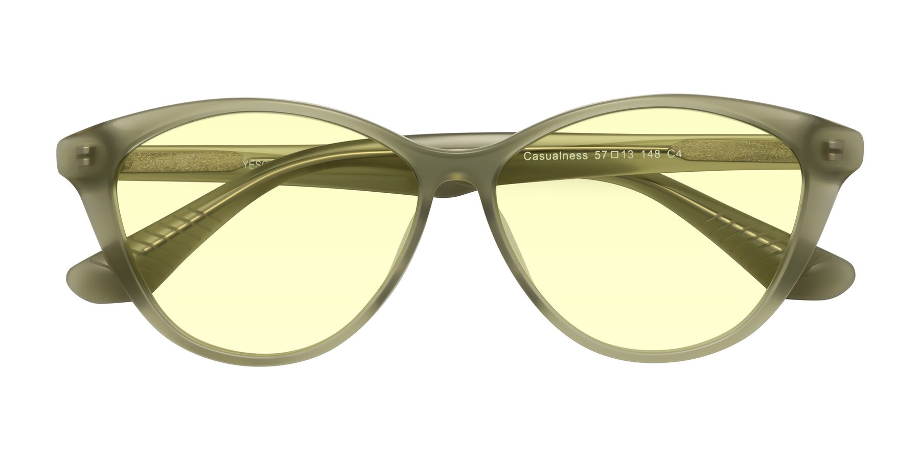 Folded Front of Casualness in Olive with Light Yellow Tinted Lenses