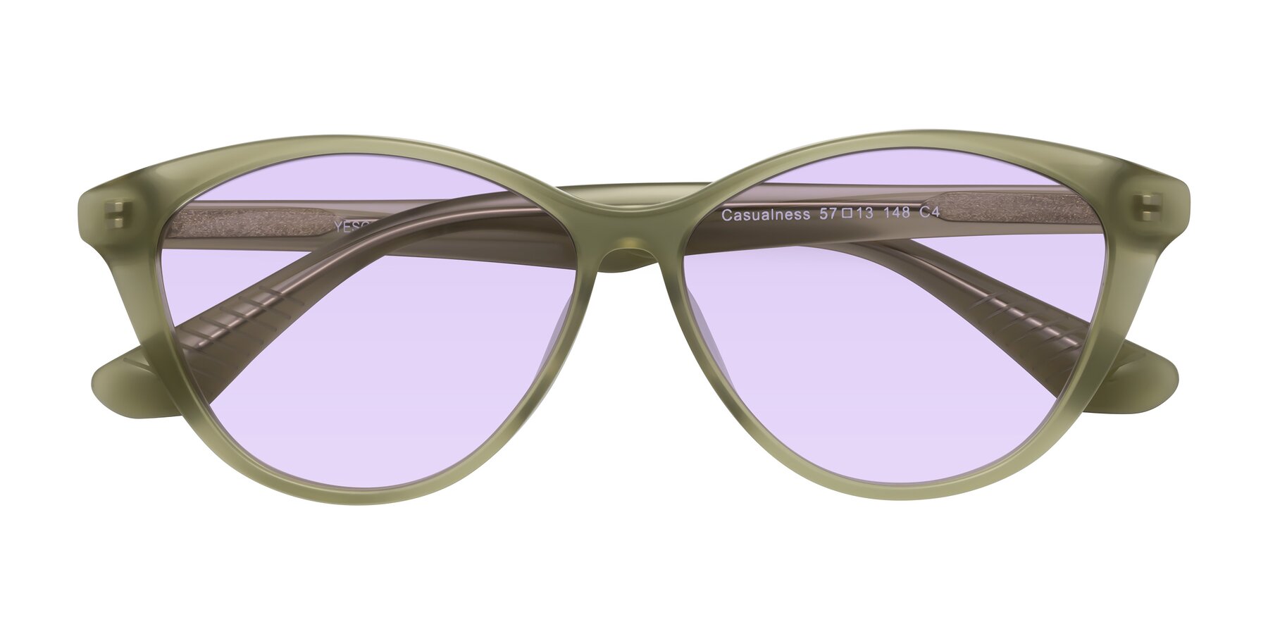 Folded Front of Casualness in Olive with Light Purple Tinted Lenses