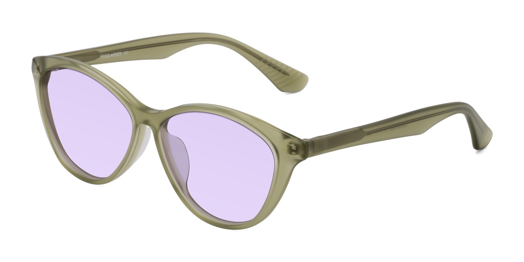 Angle of Casualness in Olive with Light Purple Tinted Lenses