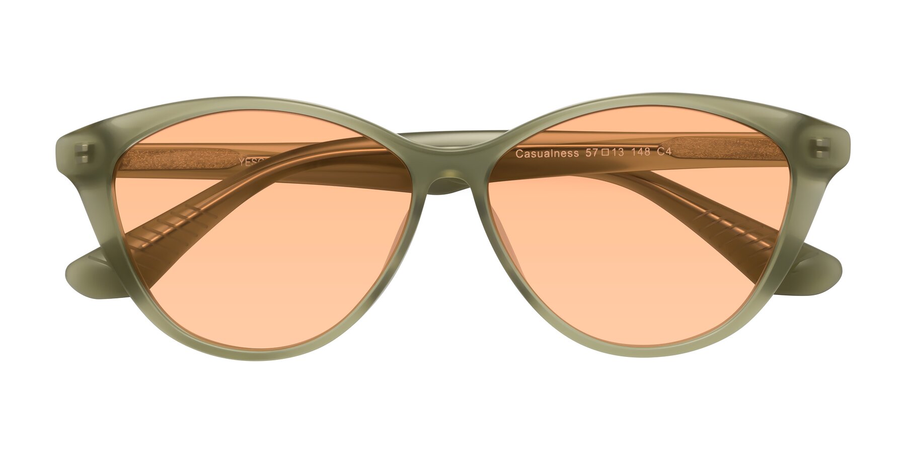 Folded Front of Casualness in Olive with Light Orange Tinted Lenses