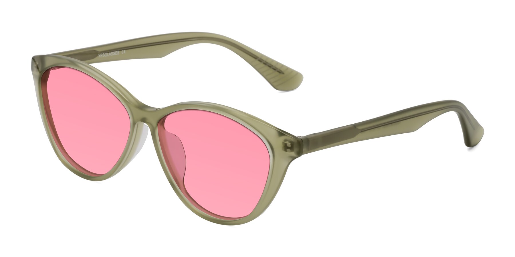 Angle of Casualness in Olive with Pink Tinted Lenses