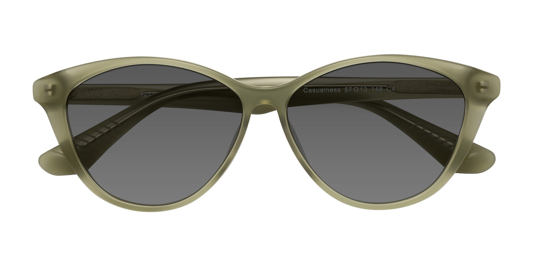 Folded Front of Casualness in Olive with Medium Gray Tinted Lenses