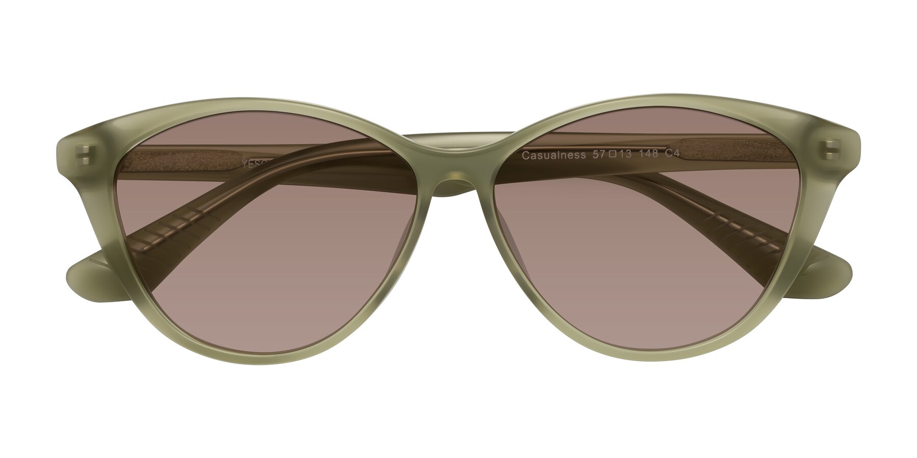 Folded Front of Casualness in Olive with Medium Brown Tinted Lenses