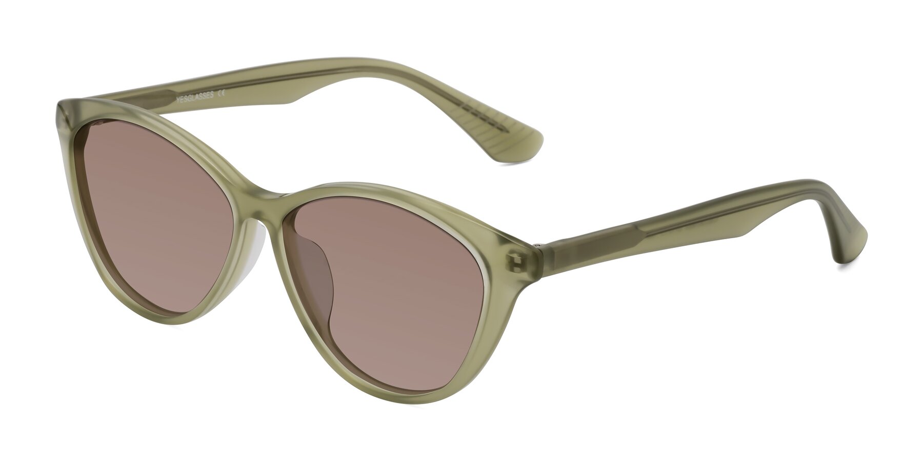 Angle of Casualness in Olive with Medium Brown Tinted Lenses