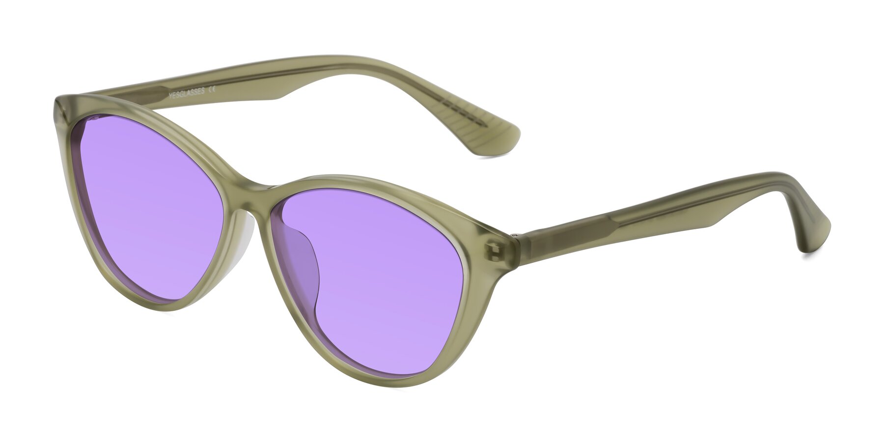 Angle of Casualness in Olive with Medium Purple Tinted Lenses