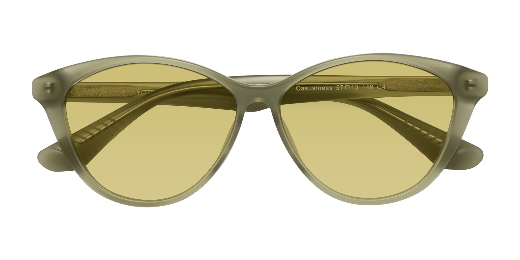 Folded Front of Casualness in Olive with Medium Champagne Tinted Lenses