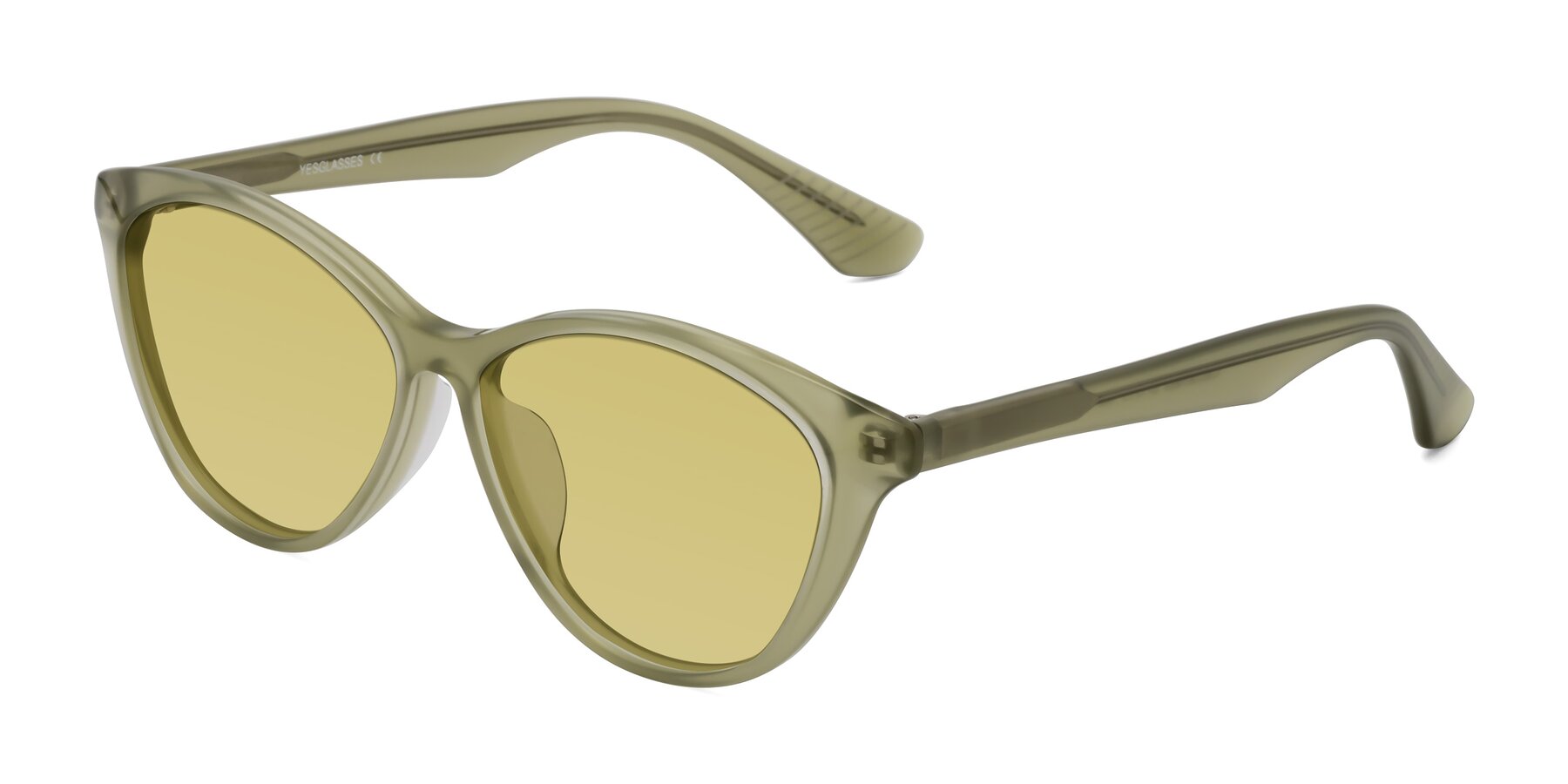 Angle of Casualness in Olive with Medium Champagne Tinted Lenses