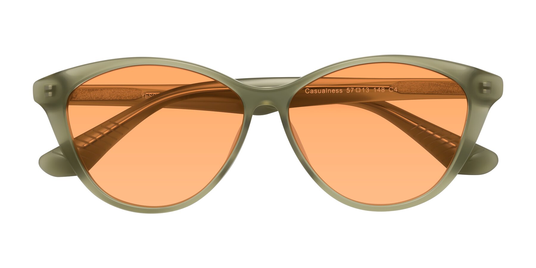 Folded Front of Casualness in Olive with Medium Orange Tinted Lenses