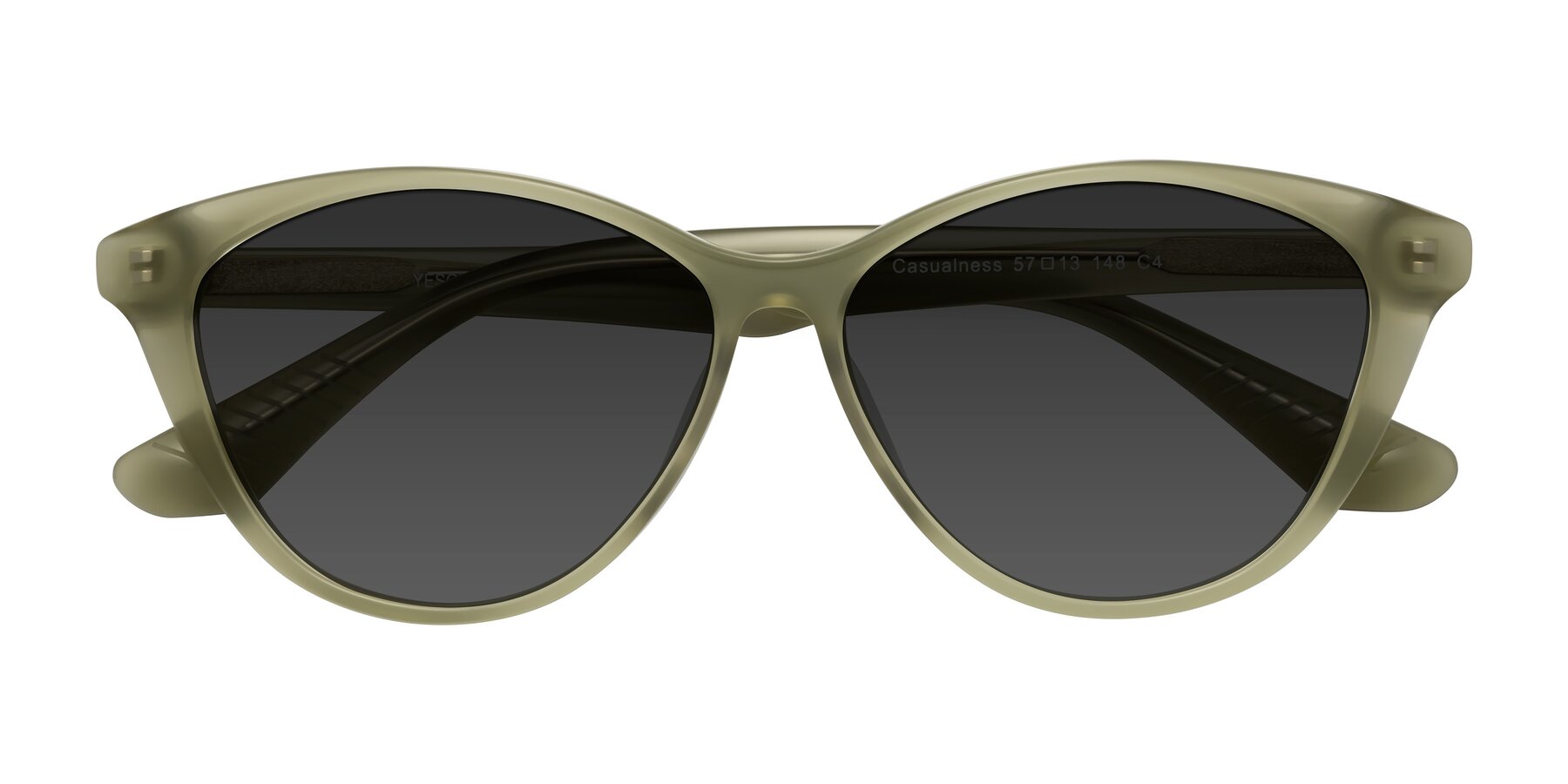 Folded Front of Casualness in Olive with Gray Tinted Lenses