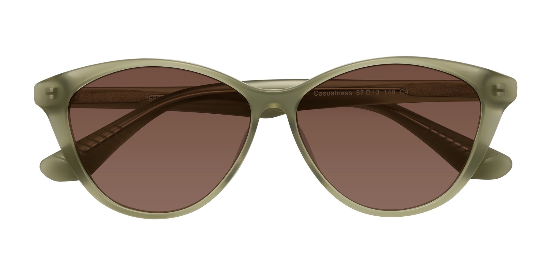 Folded Front of Casualness in Olive with Brown Tinted Lenses