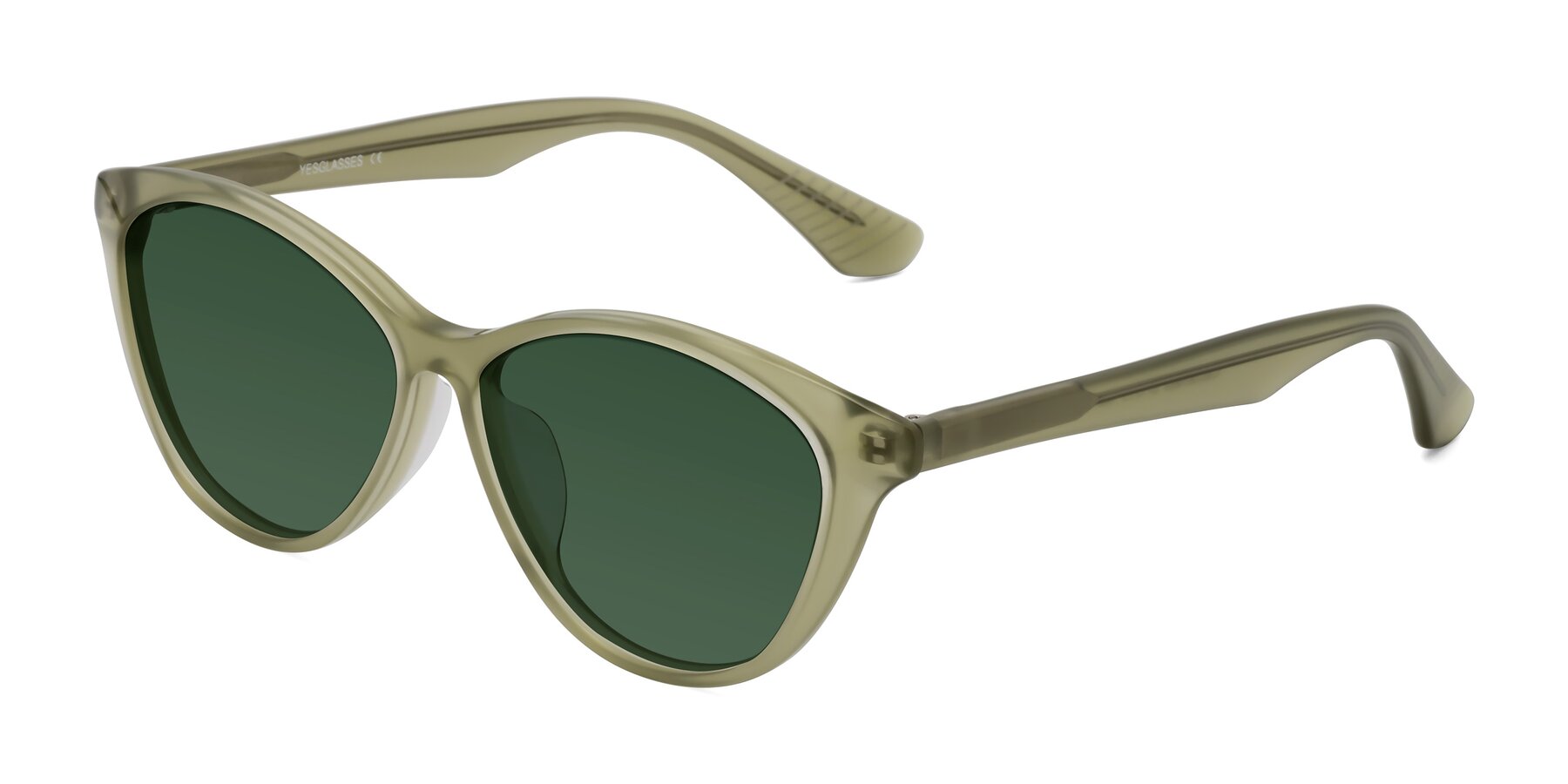 Angle of Casualness in Olive with Green Tinted Lenses