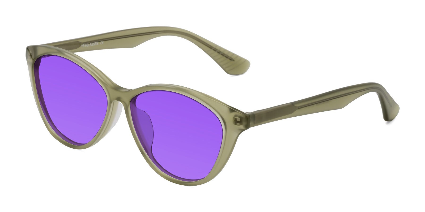 Angle of Casualness in Olive with Purple Tinted Lenses