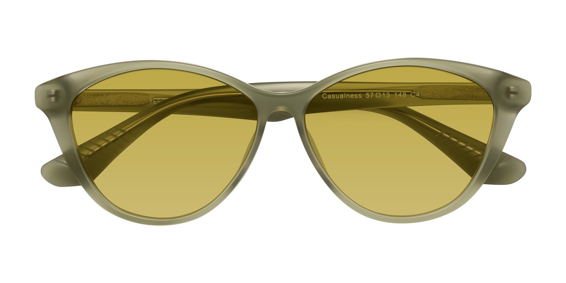 Folded Front of Casualness in Olive with Champagne Tinted Lenses