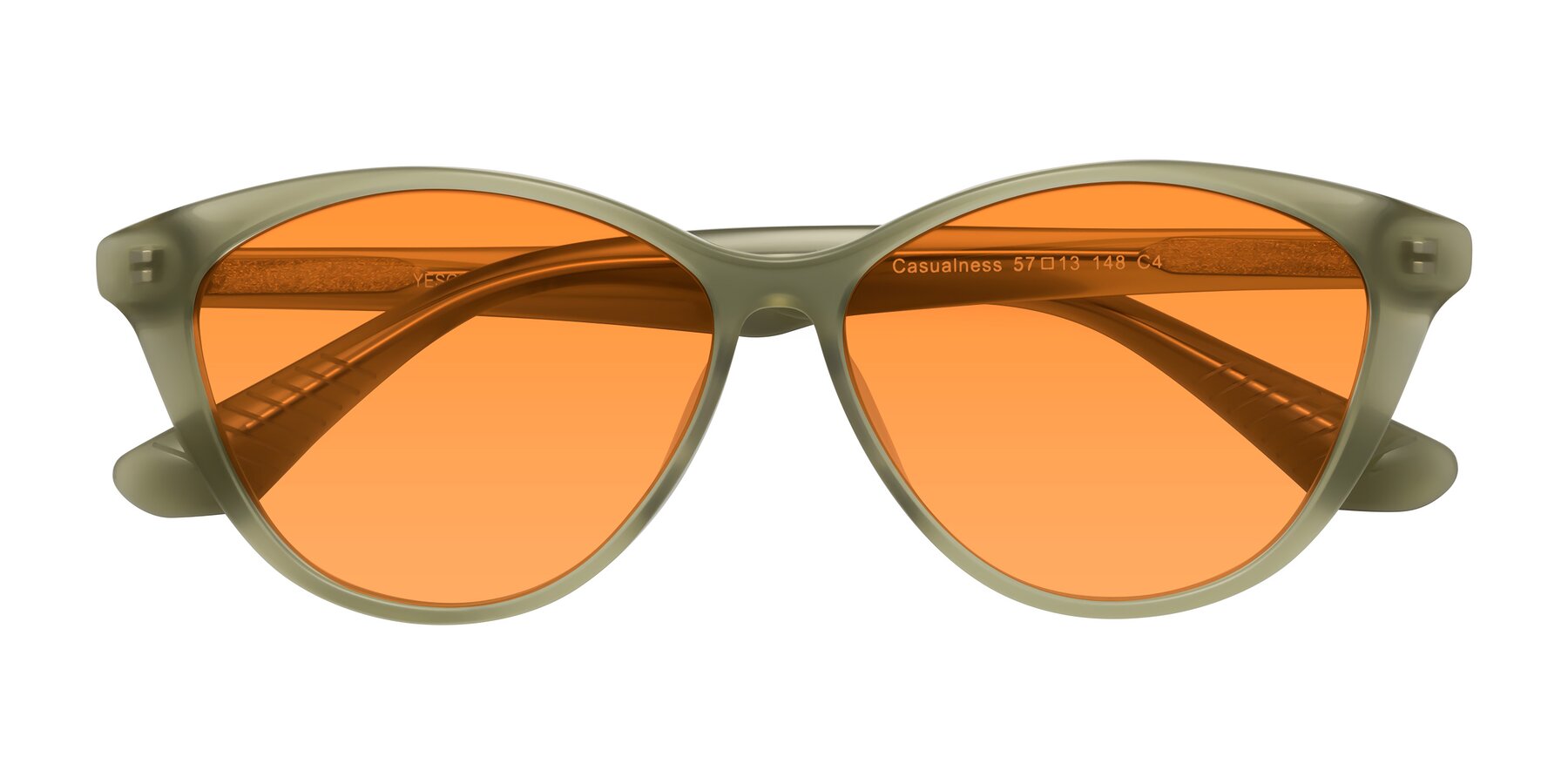 Folded Front of Casualness in Olive with Orange Tinted Lenses