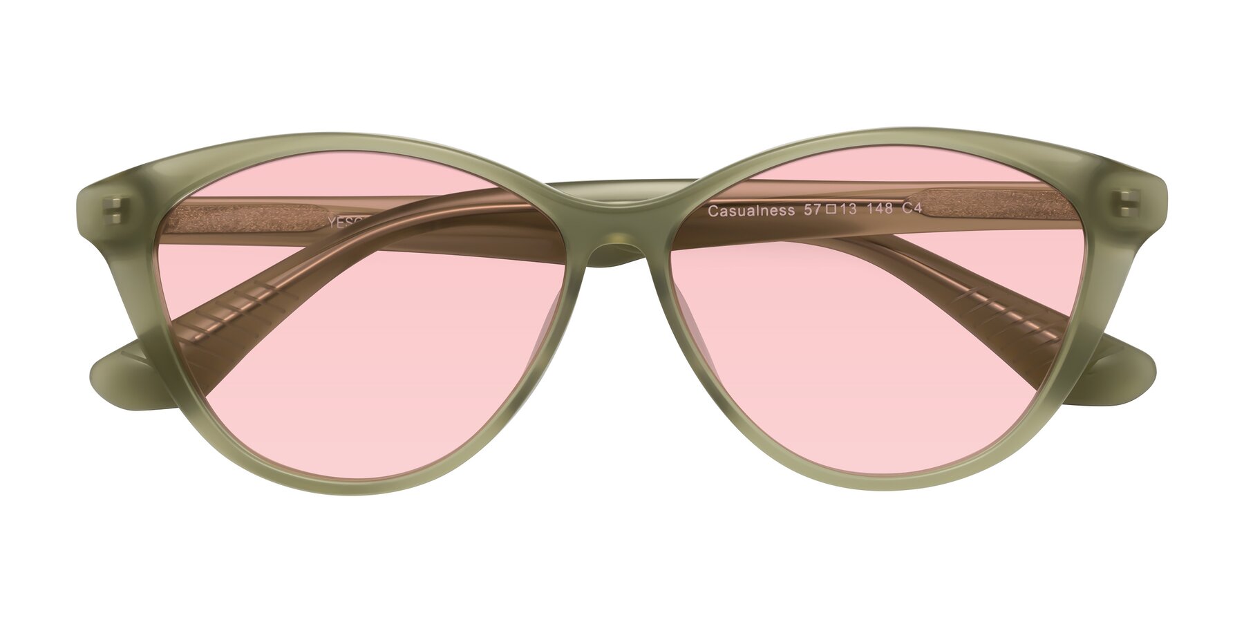 Folded Front of Casualness in Olive with Light Garnet Tinted Lenses