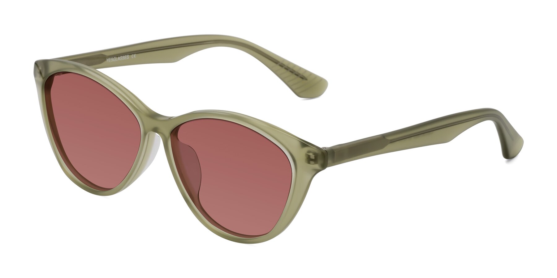 Angle of Casualness in Olive with Garnet Tinted Lenses