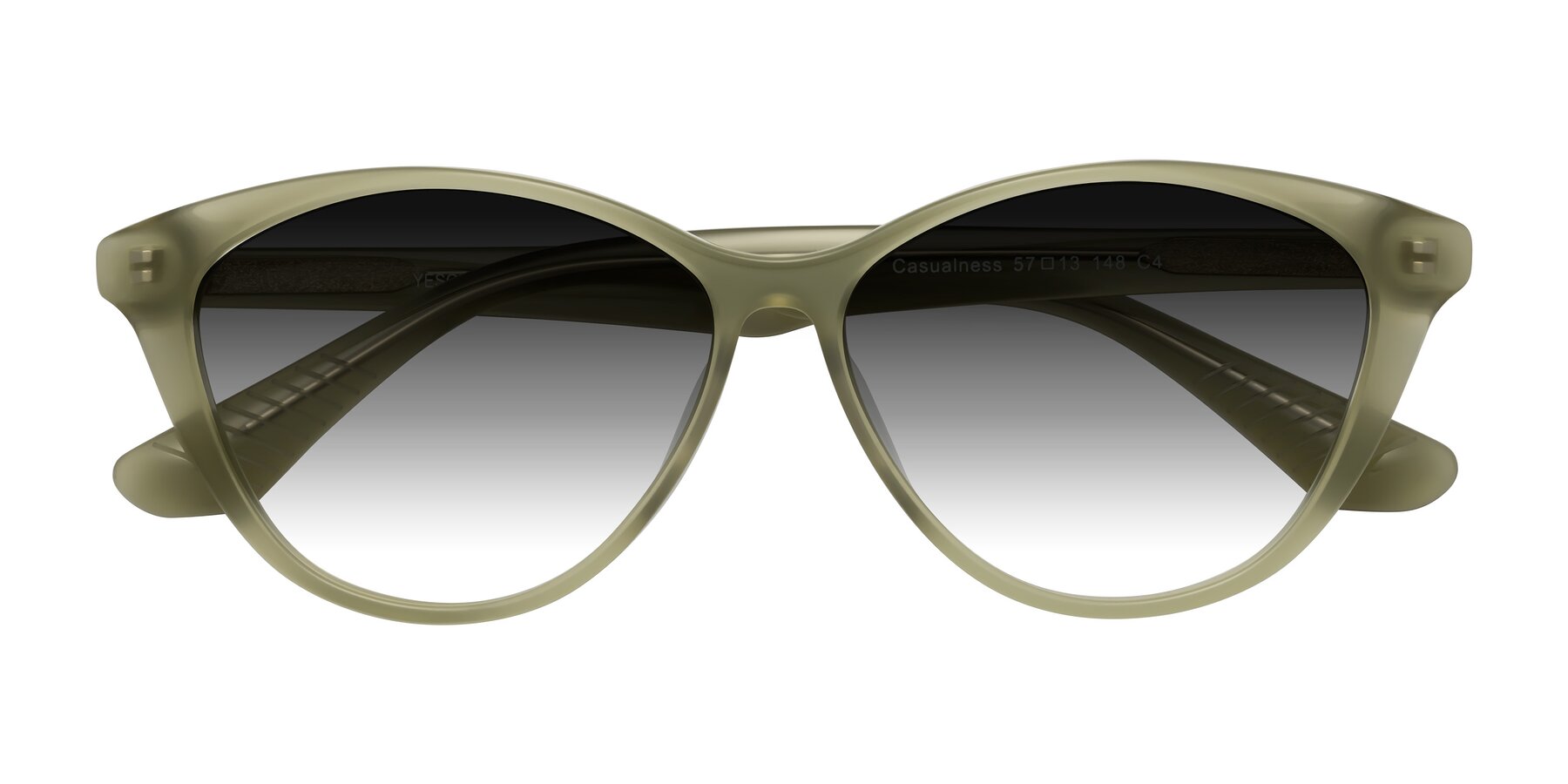 Folded Front of Casualness in Olive with Gray Gradient Lenses