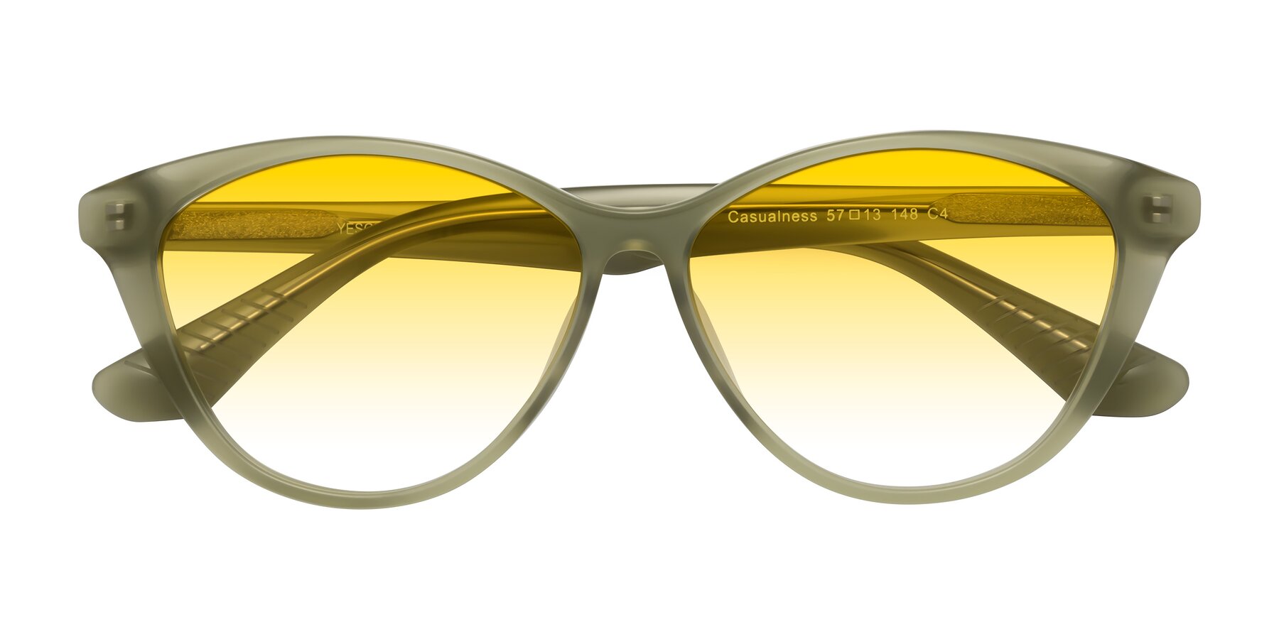 Folded Front of Casualness in Olive with Yellow Gradient Lenses