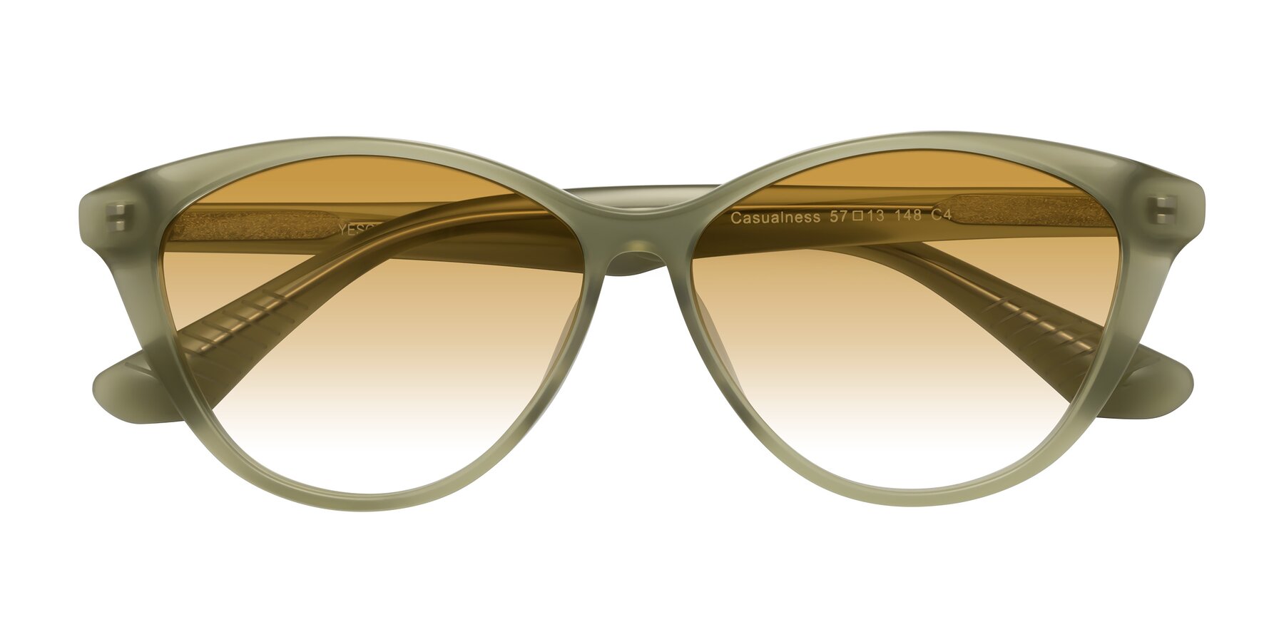 Folded Front of Casualness in Olive with Champagne Gradient Lenses