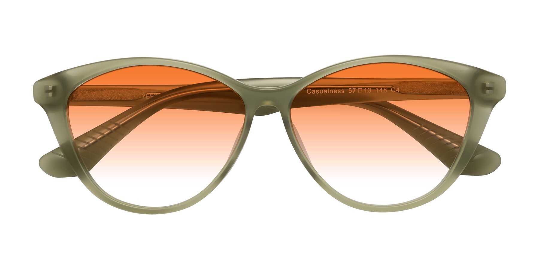 Folded Front of Casualness in Olive with Orange Gradient Lenses