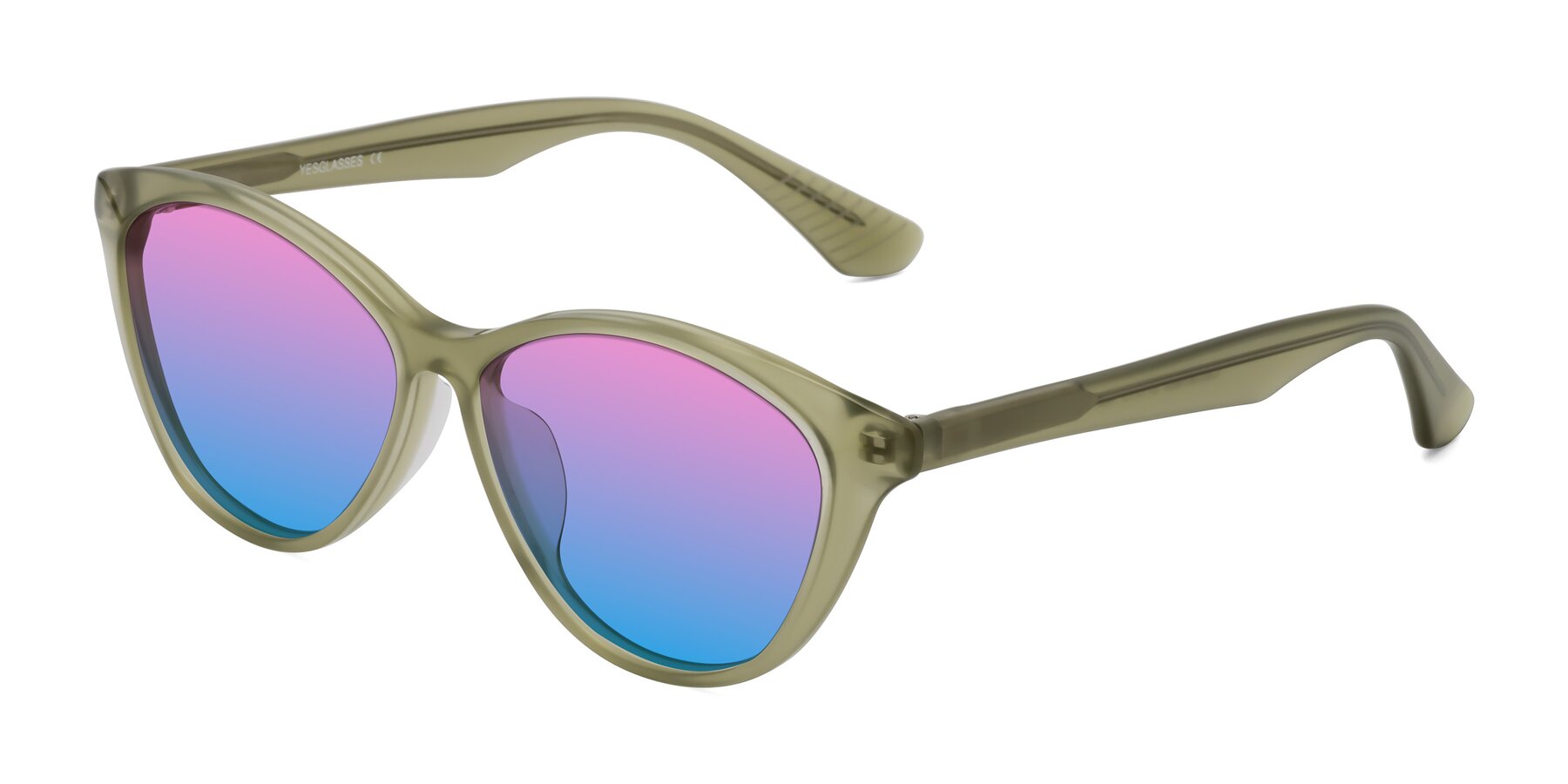 Angle of Casualness in Olive with Pink / Blue Gradient Lenses