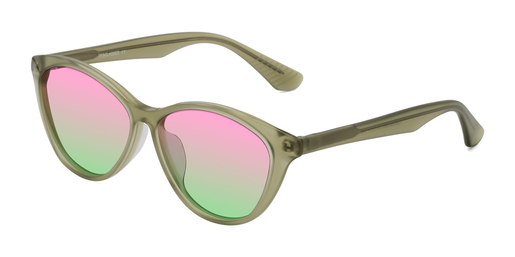 Angle of Casualness in Olive with Pink / Green Gradient Lenses