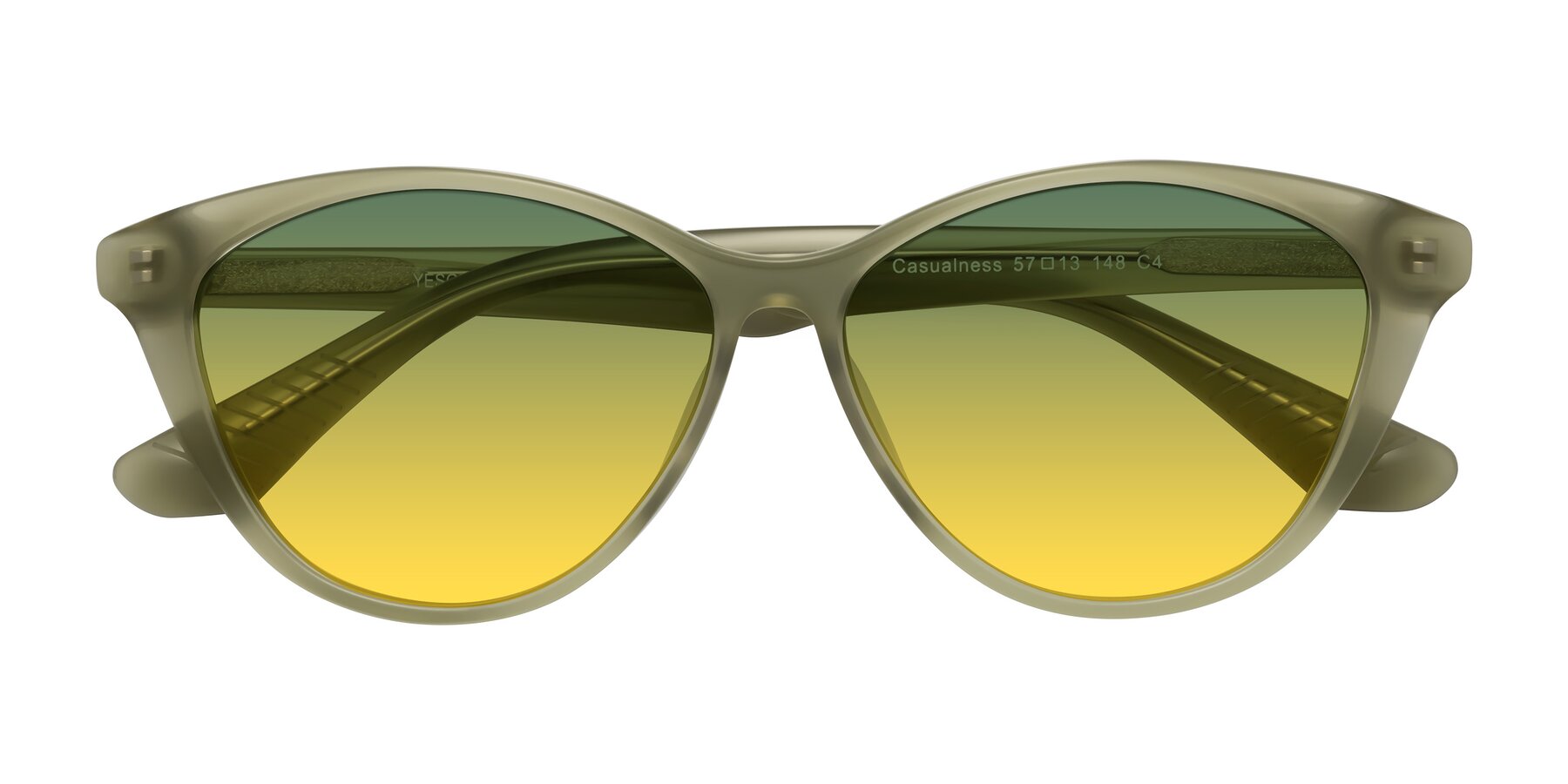 Folded Front of Casualness in Olive with Green / Yellow Gradient Lenses