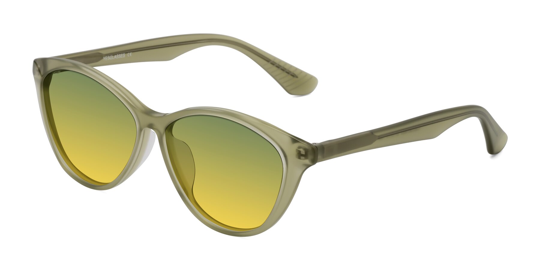 Angle of Casualness in Olive with Green / Yellow Gradient Lenses