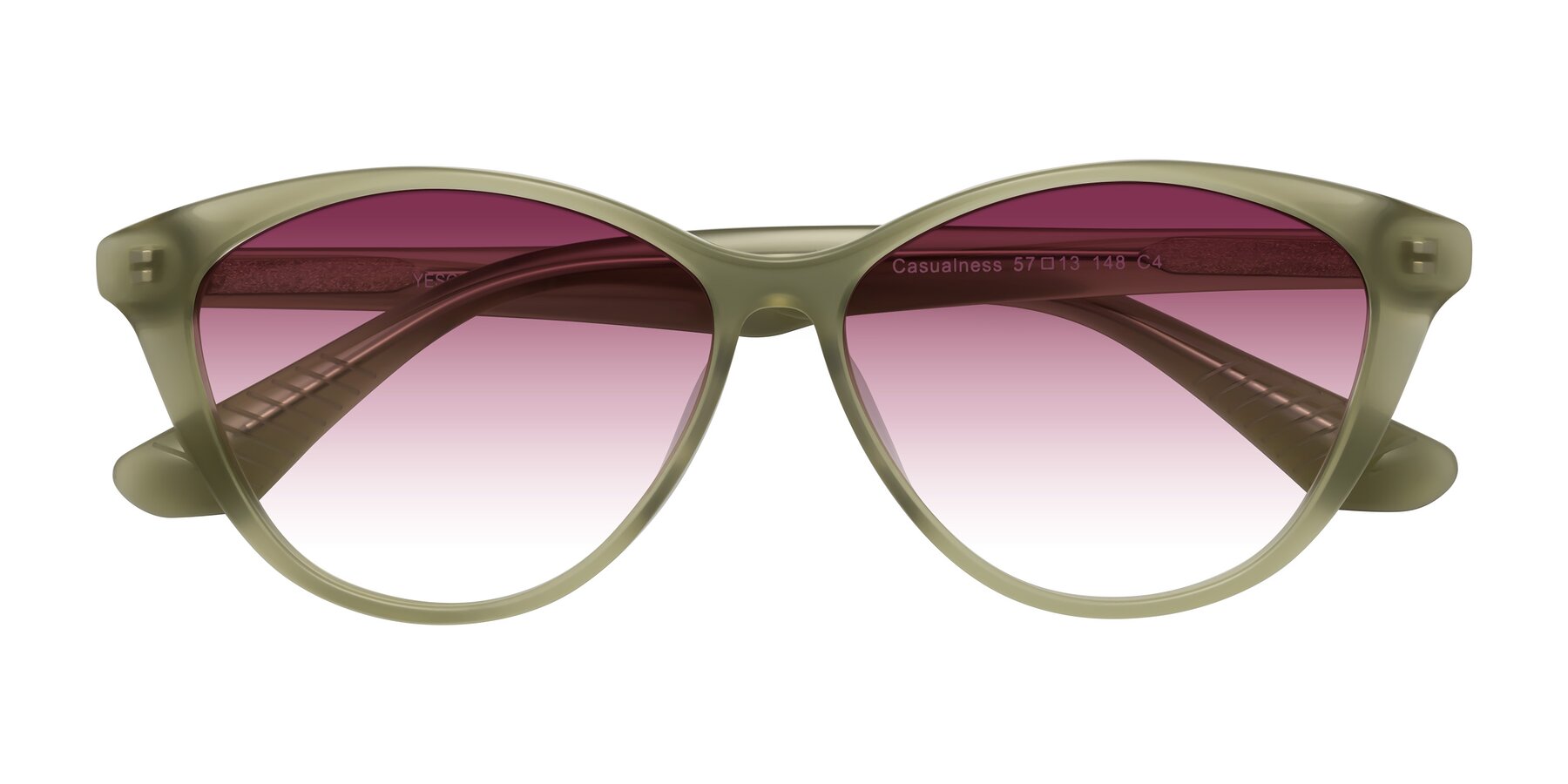 Folded Front of Casualness in Olive with Wine Gradient Lenses