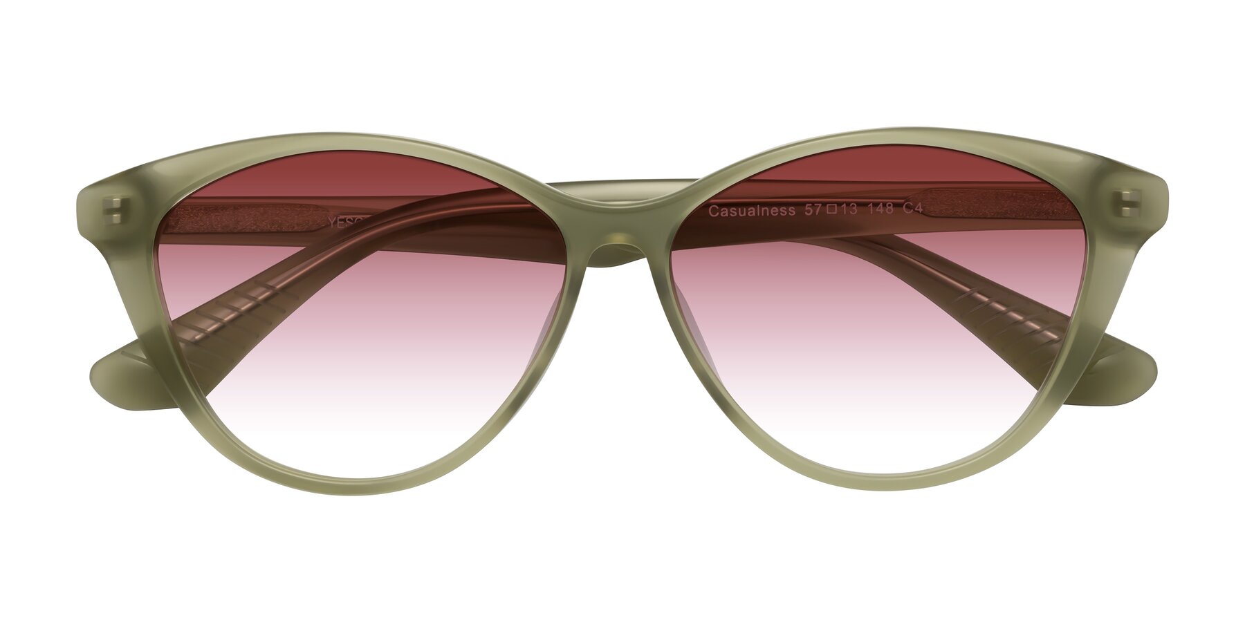 Folded Front of Casualness in Olive with Garnet Gradient Lenses