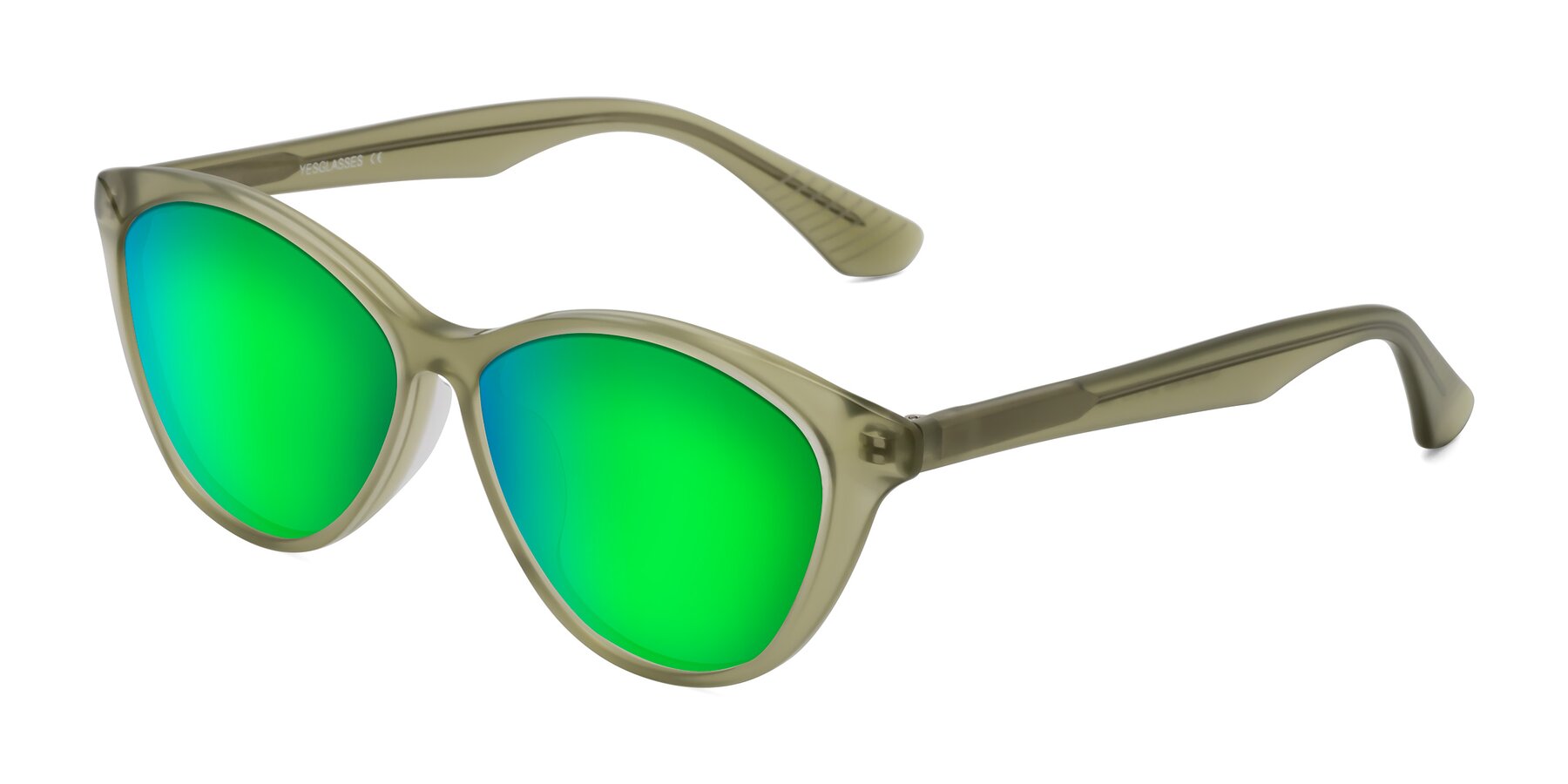 Angle of Casualness in Olive with Green Mirrored Lenses