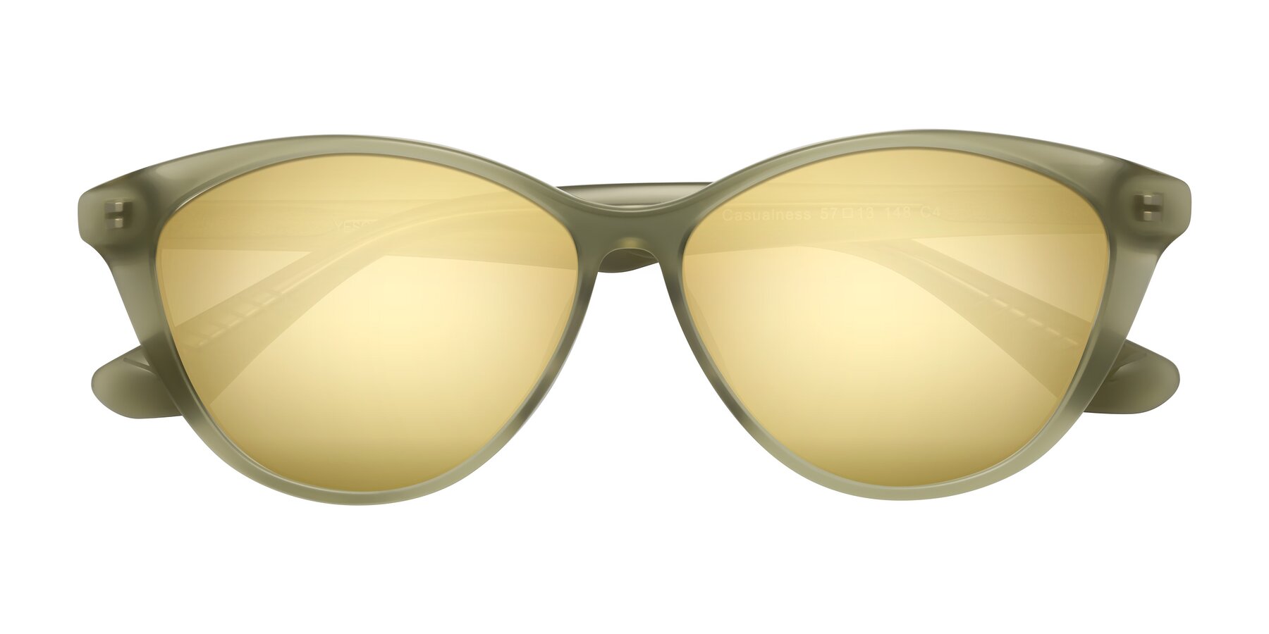 Folded Front of Casualness in Olive with Gold Mirrored Lenses