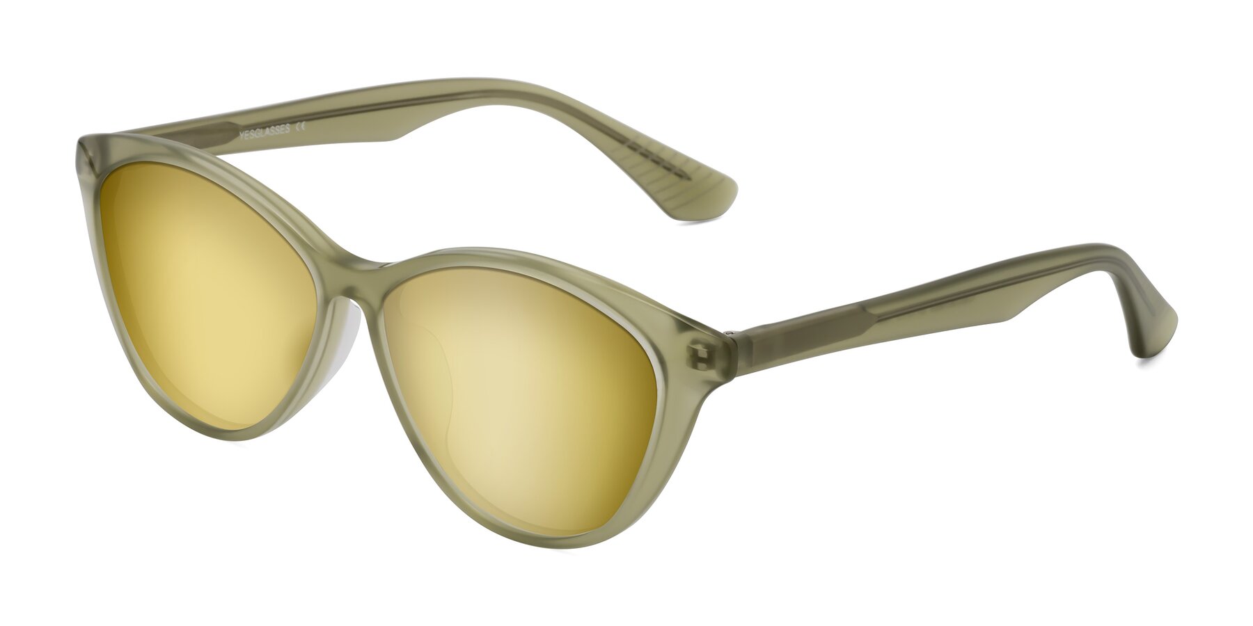 Angle of Casualness in Olive with Gold Mirrored Lenses