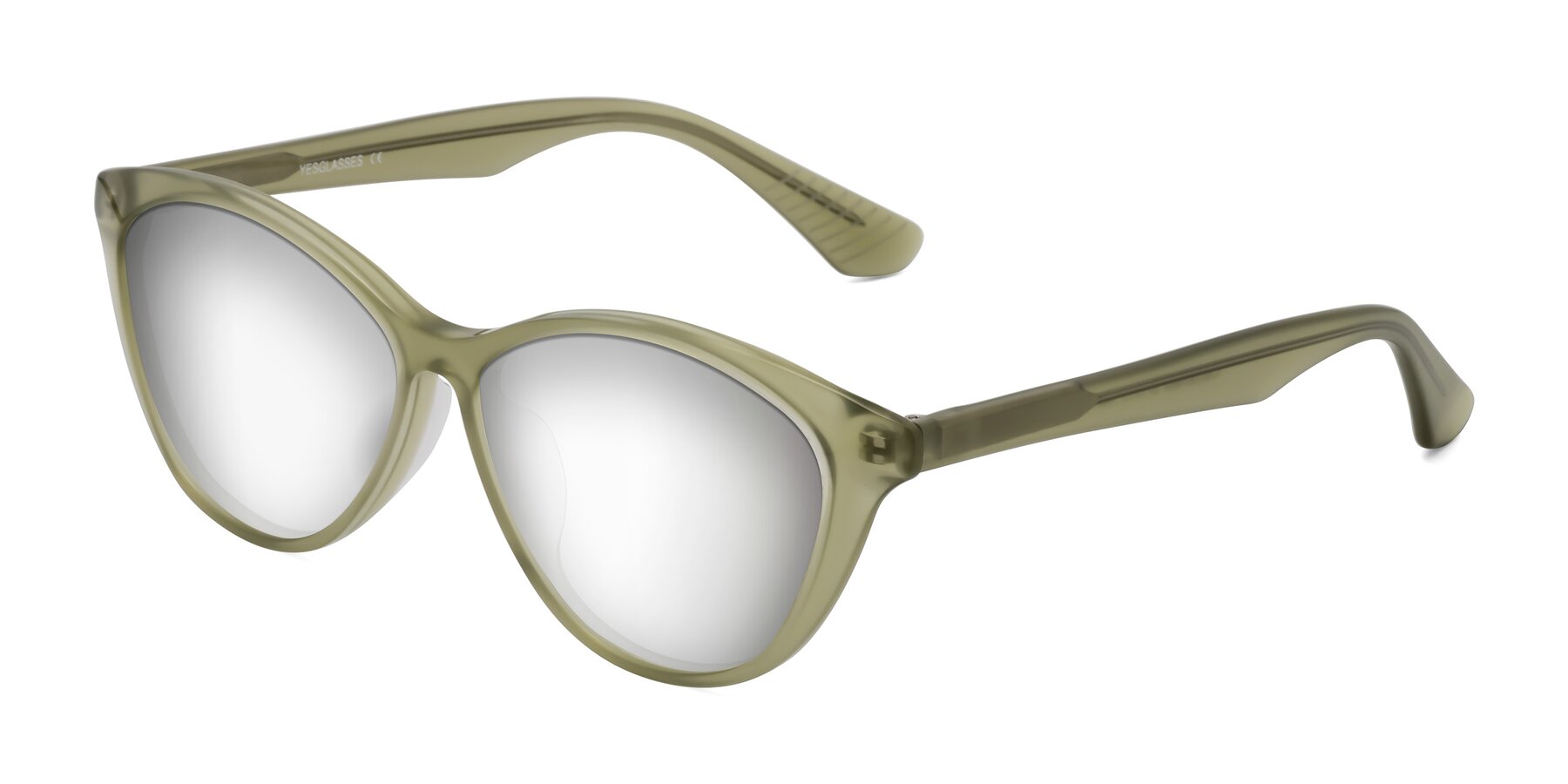 Angle of Casualness in Olive with Silver Mirrored Lenses