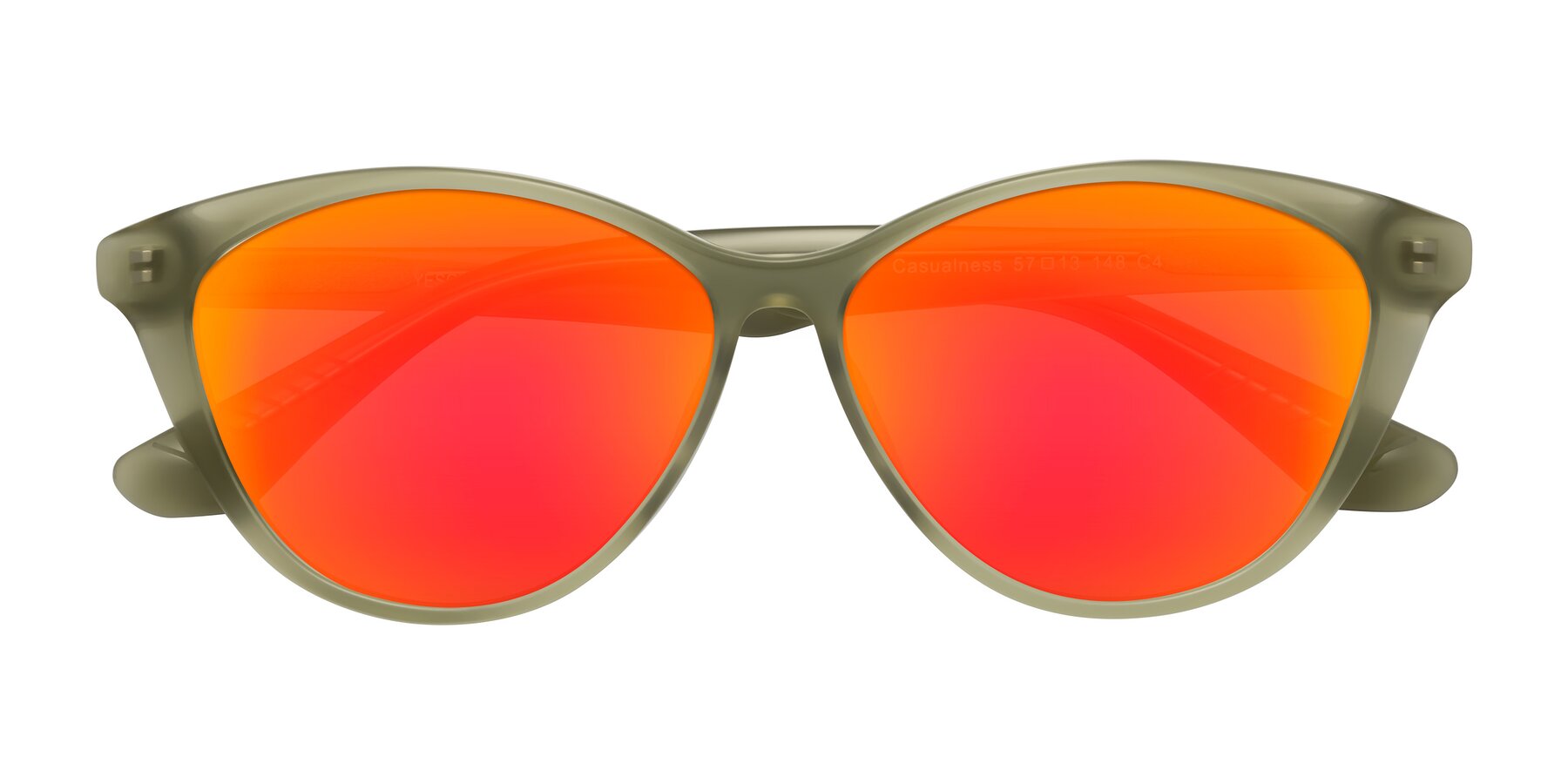 Folded Front of Casualness in Olive with Red Gold Mirrored Lenses