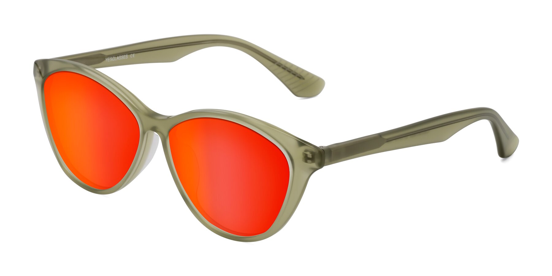 Angle of Casualness in Olive with Red Gold Mirrored Lenses