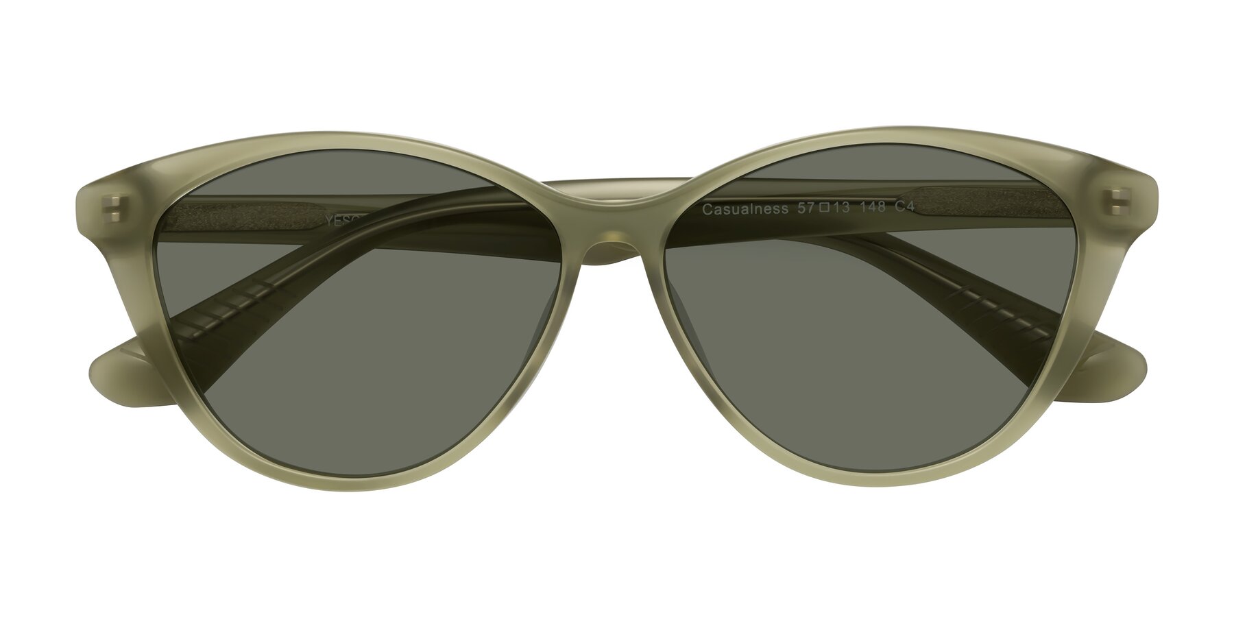 Folded Front of Casualness in Olive with Gray Polarized Lenses